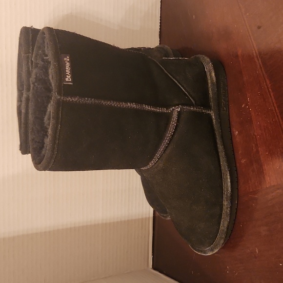 Bearpaw Boots Size 7 Black Suade Faux Fur - Picture 3 of 10